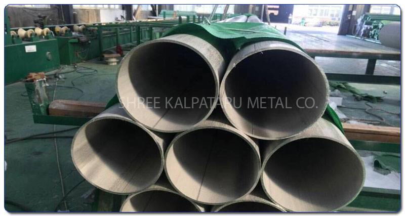 Original Photograph Of Stainless Steel 317L ERW pipes At Our Warehouse Mumbai, India