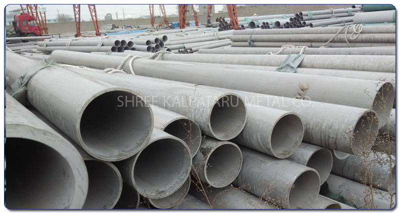 Original Photograph Of Stainless Steel 317L Seamless pipes At Our Warehouse Mumbai, India
