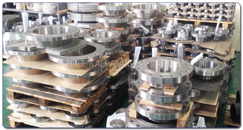 Original Photograph Of Stainless Steel 317L Socket Weld Flanges At Our Warehouse Mumbai, India